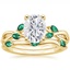 18KY Moissanite Willow Bridal Set With Lab Emerald Accents, smalltop view