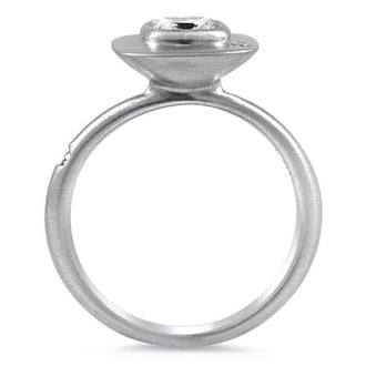 Custom Contemporary Matte Finish Bezel Diamond Ring with Accent Diamonds