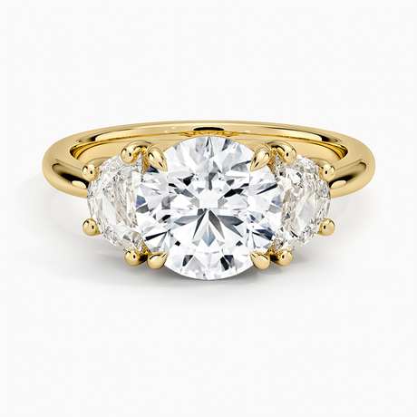 18K Yellow Gold Half Moon Three Stone Diamond Ring (1/2 ct. tw.)