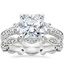 Platinum Antique Scroll Three Stone Trellis Diamond Ring (1/3 ct. tw.) with Tiara Eternity Diamond Ring (1/4 ct. tw.)