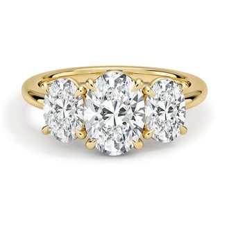 Custom Three Stone Oval Diamond Ring