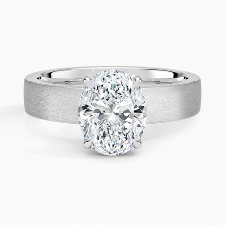18K White Gold Peyton 4mm Satin Finish Solitaire Ring