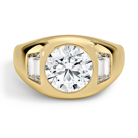 18K Yellow Gold Sloane Three Stone Trapezoid Dome Diamond Ring (1/2 ct. tw.)