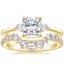 18K Yellow Gold Three Stone Rose Cut Diamond Ring with Rose Cut Contoured Diamond Ring (1/4 ct. tw.)
