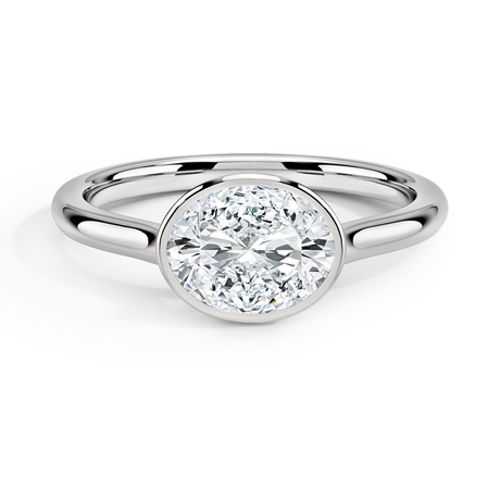 18K White Gold Luna East-West Bezel Solitaire Ring