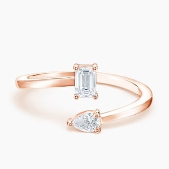 Léa Lab Diamond Toi et Moi Ring in 14K Rose Gold