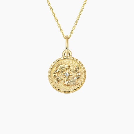 Mini Pisces Zodiac Diamond Medallion Necklace