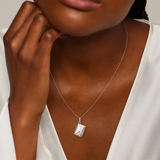 Engravable Envelope Diamond Necklace