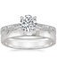 18K White Gold Elsie Ring with 2.5mm Hammered Quattro Wedding Ring