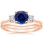 14K Rose Gold Serena Diamond Ring with Petite Curved Wedding Ring