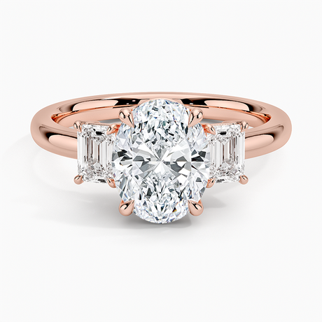 14K Rose Gold Rhiannon Emerald Cut Three Stone Diamond Ring (1/2 ct. tw.)