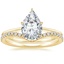 18K Yellow Gold Petite Secret Halo Diamond Ring with Flair Diamond Ring (1/6 ct. tw.)