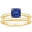 18K Yellow Gold Freesia Ring with Petite Comfort Fit Wedding Ring