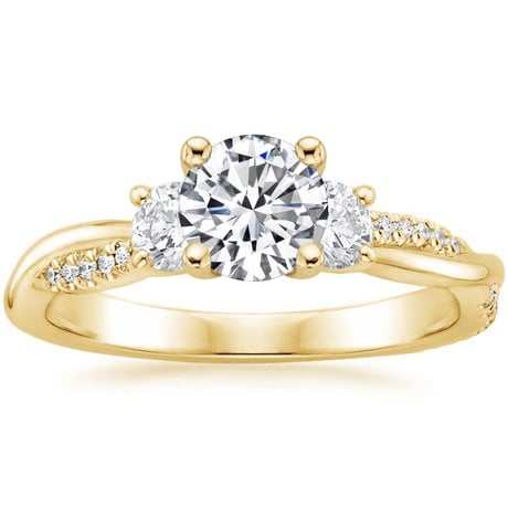 18K Yellow Gold Three Stone Petite Twisted Vine Diamond Bridal Set (1/2 ct. tw.)