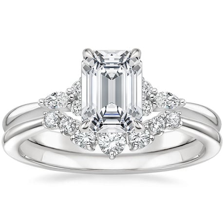 Platinum Nadia Diamond Ring with Aria Contoured Diamond Ring