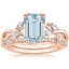 14KR Aquamarine Willow Diamond Ring (1/8 ct. tw.) with Luxe Willow Diamond Wedding Ring (1/5 ct. tw.), smalltop view