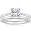 Platinum Laurel Engraved Ring with Petite Comfort Fit Wedding Ring