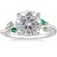 18K White Gold Arden Diamond Ring with Lab Emerald Accents, smalltop view