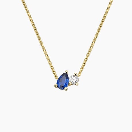 Pear Lab Sapphire and Round Lab Diamond Toi et Moi Necklace (1/8 ct. tw.)