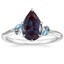 18K White Gold Camellia Indigo Milgrain Ring, smalltop view