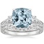18KW Aquamarine Antique Scroll Three Stone Trellis Diamond Bridal Set, smalltop view