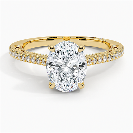 18K Yellow Gold Tacori Lunetta Crescent Cathedral Diamond Ring