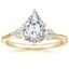 18K Yellow Gold Camellia Milgrain Diamond Ring, smalltop view
