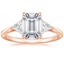 14K Rose Gold Luxe Trillion Cut Three Stone Diamond Ring, smalltop view