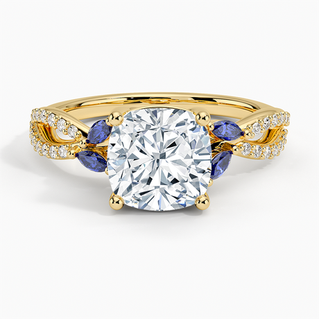 18K Yellow Gold Luxe Willow Sapphire and Diamond Ring (1/8 ct. tw.)