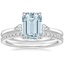 18KW Aquamarine Perfect Fit Three Stone Pear Diamond Ring with Luxe Ballad Diamond Ring, smalltop view