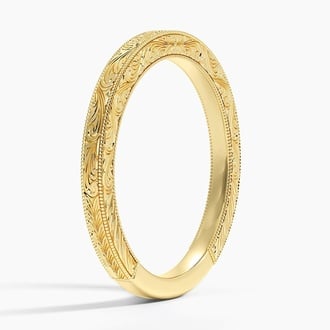 Elsie Hand Engraved Ring in 18K Yellow Gold