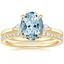 18KY Aquamarine Perfect Fit Three Stone Pear Diamond Ring with Luxe Ballad Diamond Ring, smalltop view