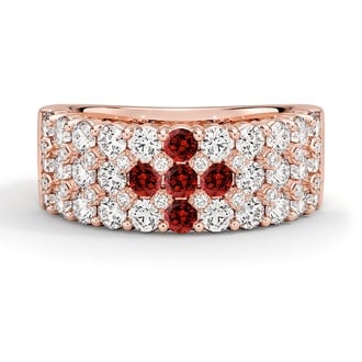 Custom Ruby and Diamond Triple Row Cross Ring