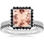 18KW Morganite Waverly Diamond Ring with Black Diamond Accents with Luxe Ballad Black Diamond Ring, smalltop view