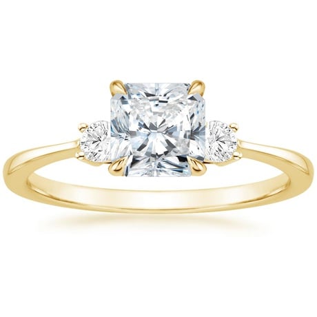 18K Yellow Gold Selene Diamond Ring with Petite Curved Diamond Ring