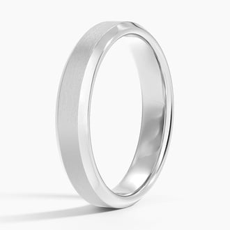 Beveled Edge Matte 4.5mm Wedding Ring in 14K White Gold