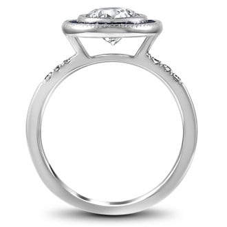 Custom Bezel Halo Sapphire and Diamond Ring