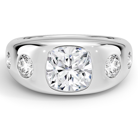 18K White Gold Sloane Flush Set Five Stone Diamond Dome Ring
