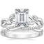 18K White Gold Budding Willow Ring with Petite Twisted Vine Diamond Ring (1/8 ct. tw.)