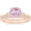 14K Rose Gold Perfect Fit Three Stone Pear Diamond Ring with Luxe Ballad Diamond Ring