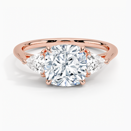 14K Rose Gold Luxe Trillion Cut Three Stone Diamond Ring