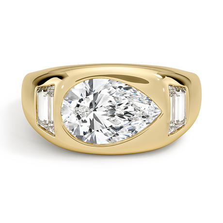 18K Yellow Gold Sloane Three Stone Trapezoid Dome Diamond Ring (1/2 ct. tw.)