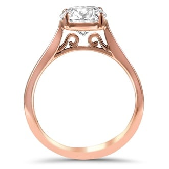 Custom Tapered Filigree Diamond Ring