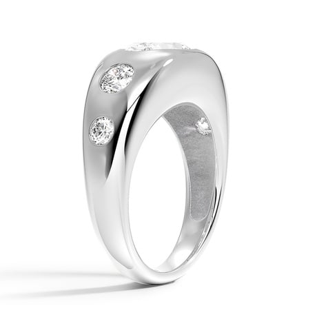 Platinum Sloane Flush Set Five Stone Diamond Dome Ring