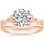 14K Rose Gold Entwined Celtic Love Knot Ring with Petite Curved Wedding Ring