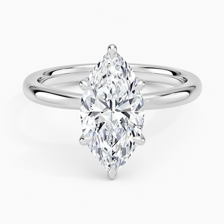 18K White Gold Petal 2mm Solitaire Ring