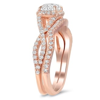 Custom Entwined Halo Bridal Set