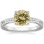 18K White Gold Delicate Antique Scroll Diamond Ring, smalltop view
