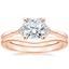 14K Rose Gold Faye Diamond Ring with Petite Curved Wedding Ring