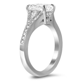 Custom Split Shank Trillion Diamond Ring